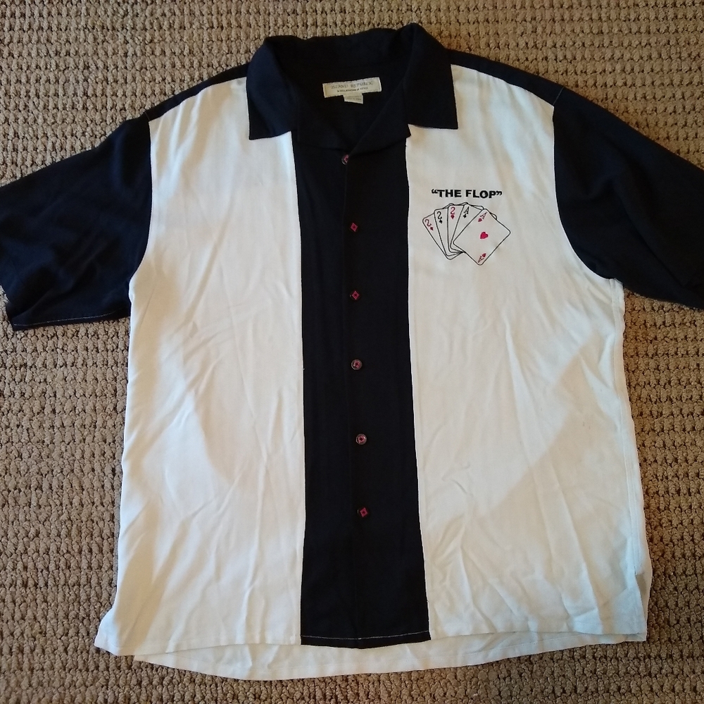 Island Republic Poker Shirt 100% Silk Embroidered